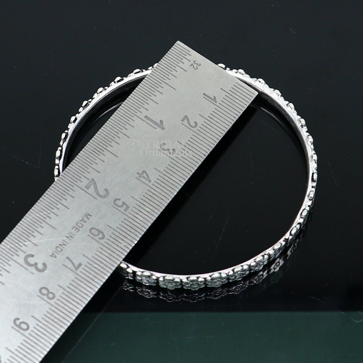 925 sterling silver handmade floral design fabulous bangle bracelet, best brides silver jewelry gifting girl's bangles nba331 - TRIBAL ORNAMENTS