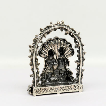 925 Sterling silver Indian idols of Laxmi and Vishnu with snake statue, floral design, decorative puja gift figurine by Tribal Ornaments