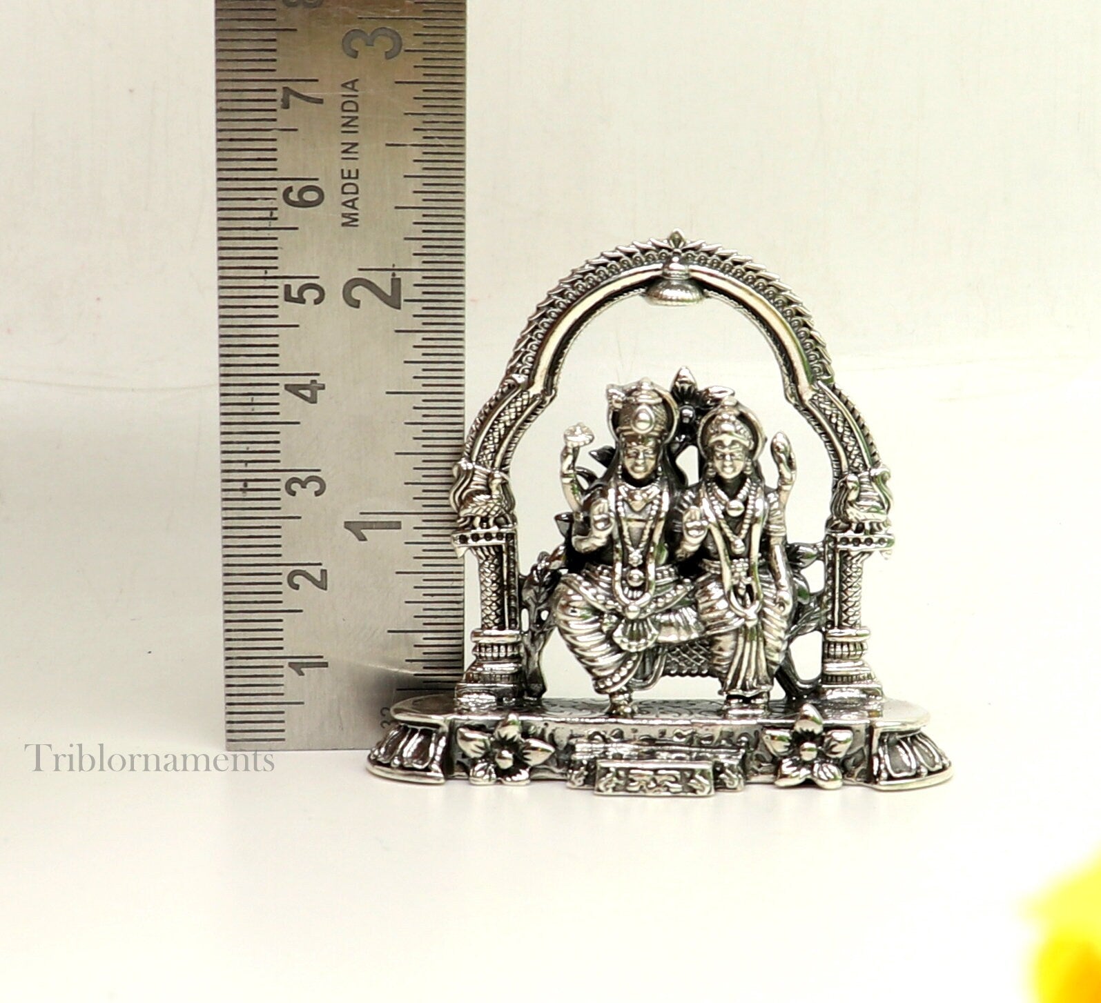 925 Sterling silver handmade floral design Indian Idols Laxmi Narayan, laxmi and vishnu Statue figurine, puja articles puja articles art165 - TRIBAL ORNAMENTS