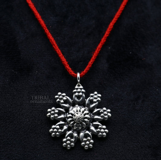 925 sterling silver handmade flower design customized floral design pendant  excellent personalized jewelry ssp1392 - TRIBAL ORNAMENTS