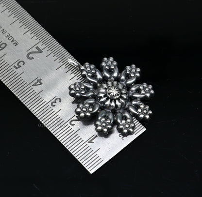 925 sterling silver handmade flower design customized floral design pendant  excellent personalized jewelry ssp1392 - TRIBAL ORNAMENTS