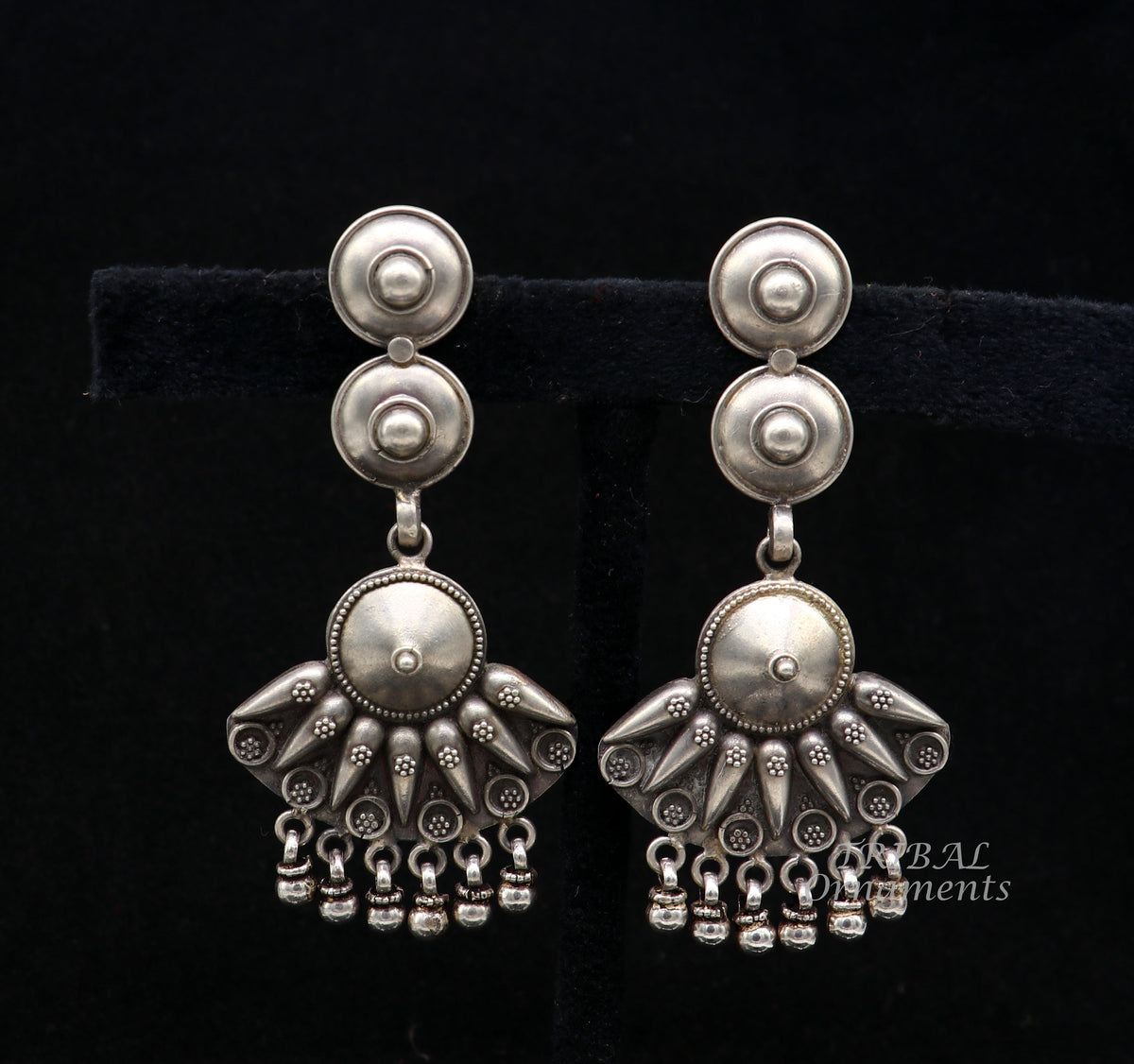 925 Sterling silver handmade flower design stud earrings with drops, excellent customized penalized bridesmaid girls jewelry gifting s1074 - TRIBAL ORNAMENTS
