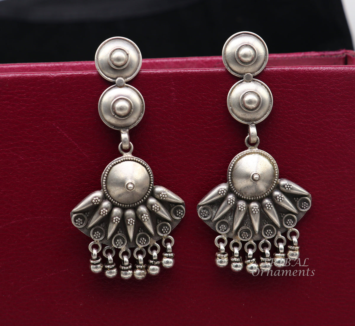925 Sterling silver handmade flower design stud earrings with drops, excellent customized penalized bridesmaid girls jewelry gifting s1074 - TRIBAL ORNAMENTS