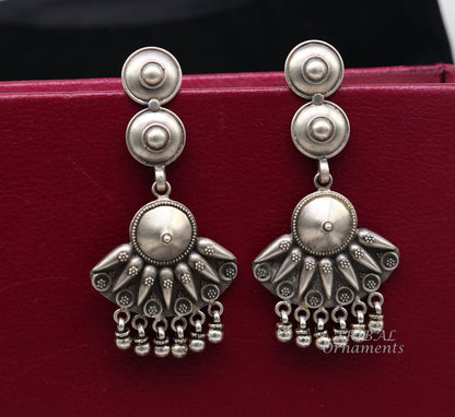 925 Sterling silver handmade flower design stud earrings with drops, excellent customized penalized bridesmaid girls jewelry gifting s1074 - TRIBAL ORNAMENTS