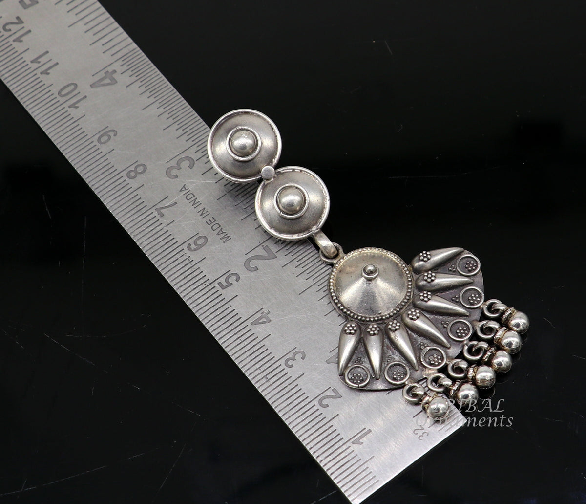 925 Sterling silver handmade flower design stud earrings with drops, excellent customized penalized bridesmaid girls jewelry gifting s1074 - TRIBAL ORNAMENTS