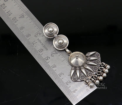 925 Sterling silver handmade flower design stud earrings with drops, excellent customized penalized bridesmaid girls jewelry gifting s1074 - TRIBAL ORNAMENTS