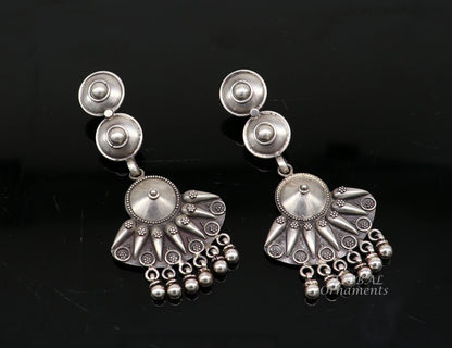 925 Sterling silver handmade flower design stud earrings with drops, excellent customized penalized bridesmaid girls jewelry gifting s1074 - TRIBAL ORNAMENTS