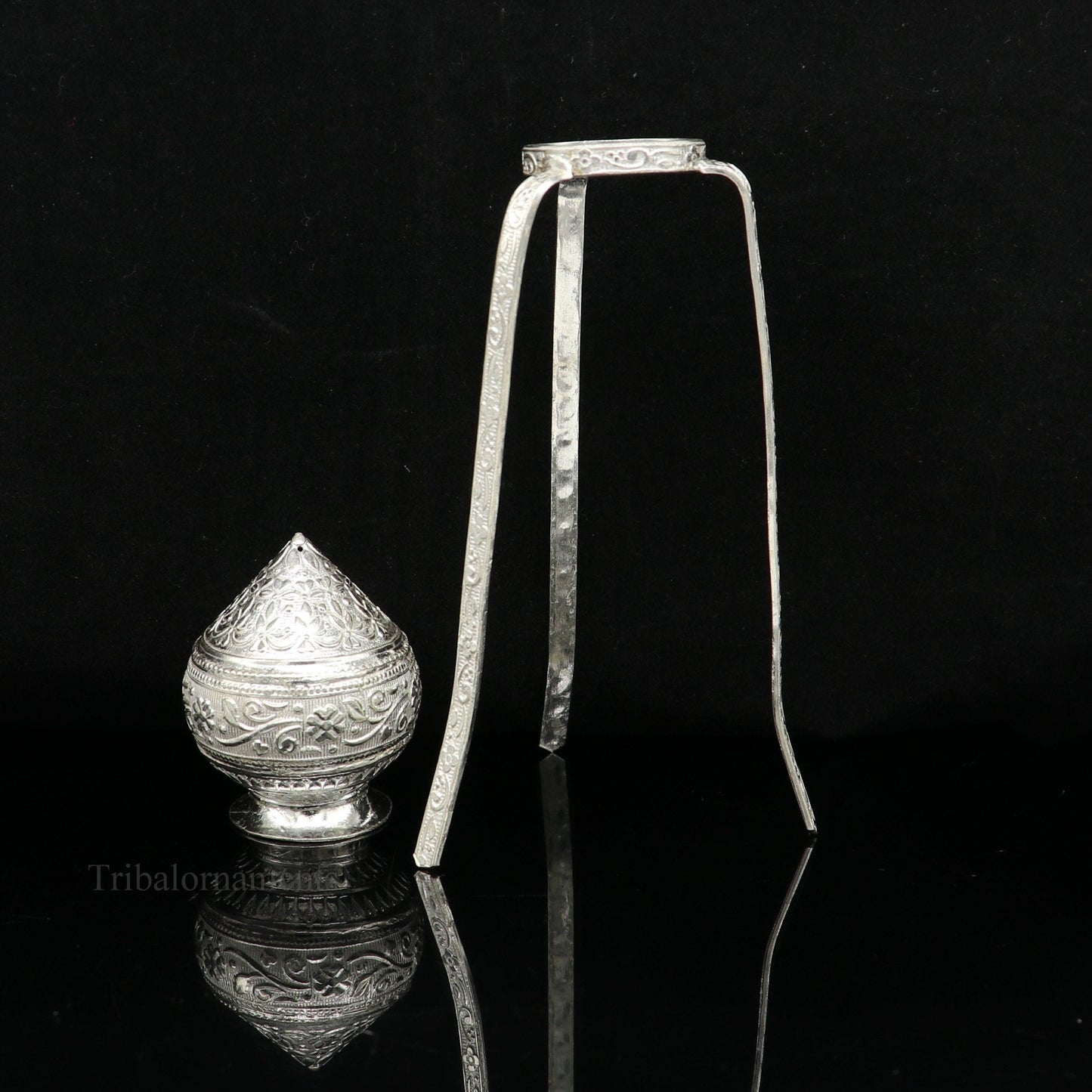 925 sterling silver handmade God shiva lingam water flow pot or puja kalas for Abhishek of lingam, best worshipping article from india su491 - TRIBAL ORNAMENTS