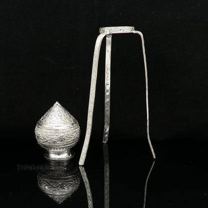 925 sterling silver handmade God shiva lingam water flow pot or puja kalas for Abhishek of lingam, best worshipping article from india su491 - TRIBAL ORNAMENTS