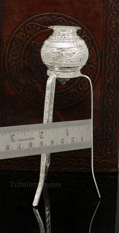 925 sterling silver handmade God shiva lingam water flow pot or puja kalas for Abhishek of lingam, best worshipping article from india su491 - TRIBAL ORNAMENTS