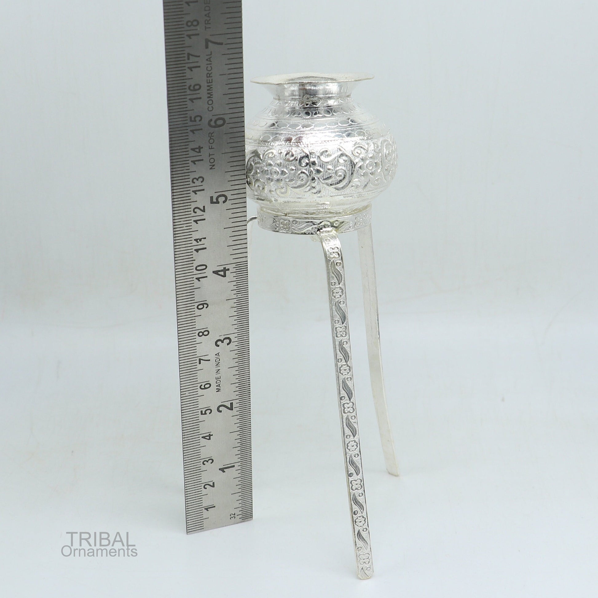 925 sterling silver handmade God shiva lingam water flow pot or puja kalas for Abhishek of lingam, best worshipping article from india su596 - TRIBAL ORNAMENTS