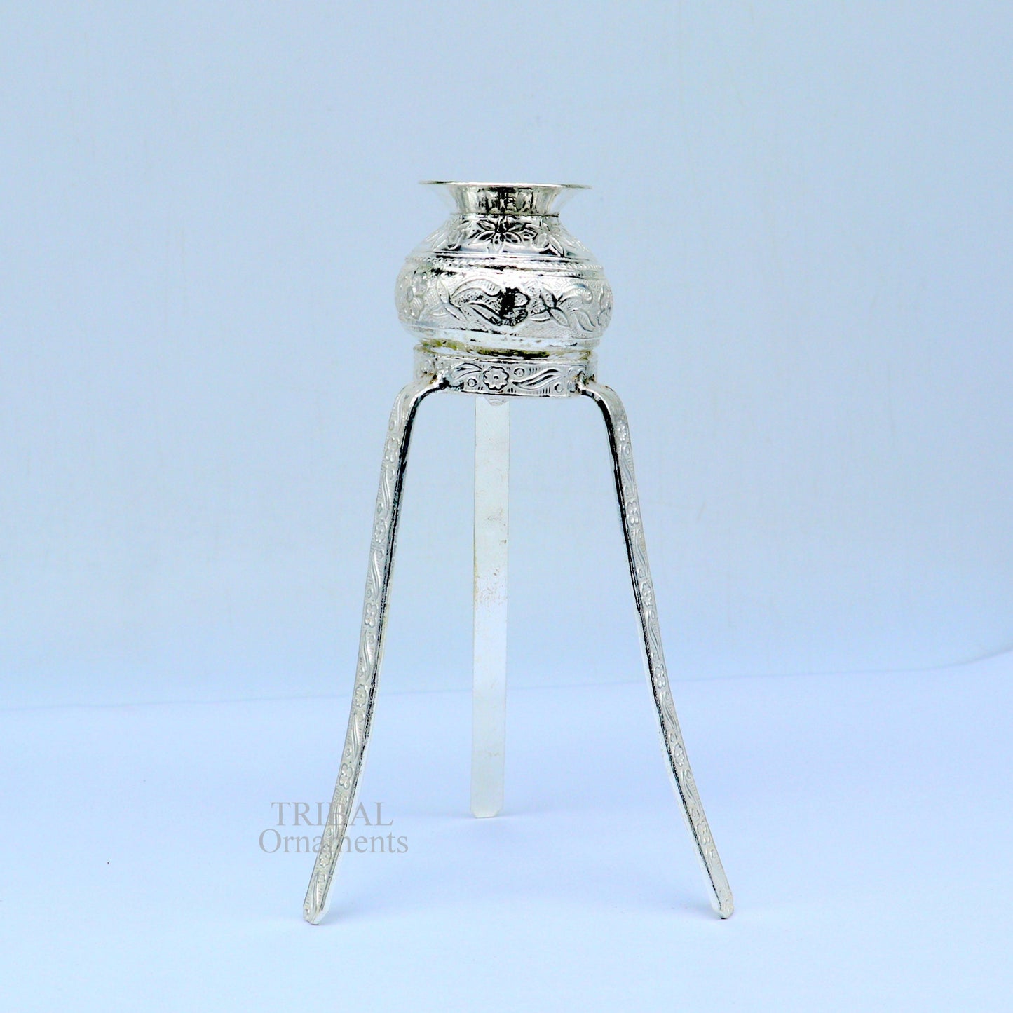 925 sterling silver handmade God shiva lingam water flow pot or puja kalas for Abhishek of lingam, best worshipping article from india su734 - TRIBAL ORNAMENTS