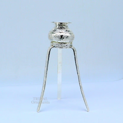 925 sterling silver handmade God shiva lingam water flow pot or puja kalas for Abhishek of lingam, best worshipping article from india su734 - TRIBAL ORNAMENTS