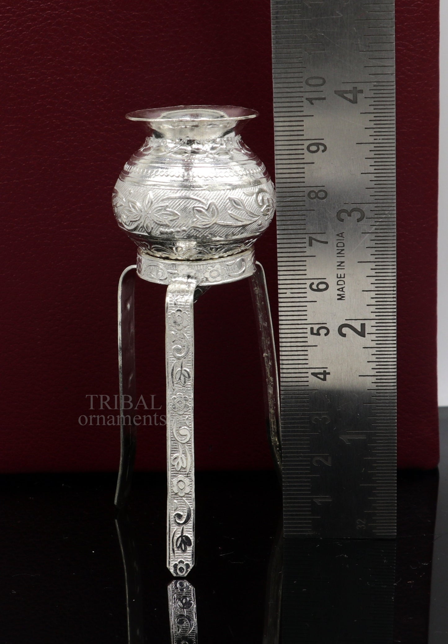 925 sterling silver handmade God shiva lingam water flow pot or puja kalas for Abhishek of lingam, best worshipping article from india su735 - TRIBAL ORNAMENTS