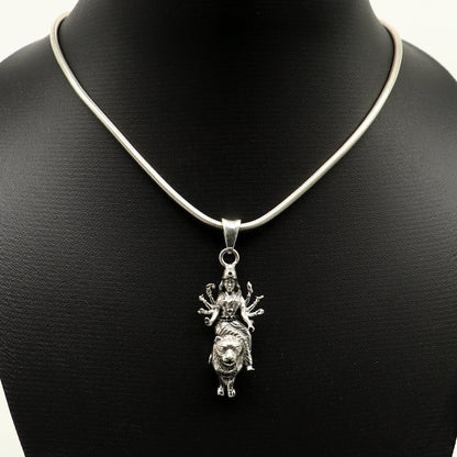 925 sterling silver handmade Goddess Bhawani Durga Maa pendant, unisex tribal jewelry locket, personalized jewelry by Tribal Ornaments