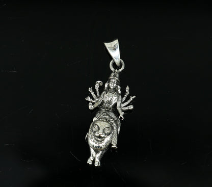 925 sterling silver handmade Goddess Bhawani Durga Maa pendant, unisex tribal jewelry locket, personalized jewelry by TRIBAL ORNAMENTS