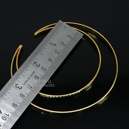 Sterling silver handmade gold-polished double-layer bangle bracelet with tribal design, perfect for belly dance jewelry from India.