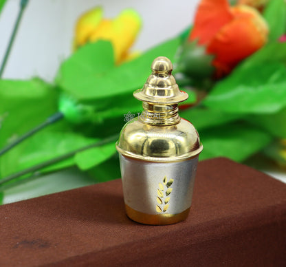 Handmade 925 Sterling silver gold-tone trinket box with enamel work, decorative container for jewelry or Sindoor by TRIBAL ORNAMENTS.