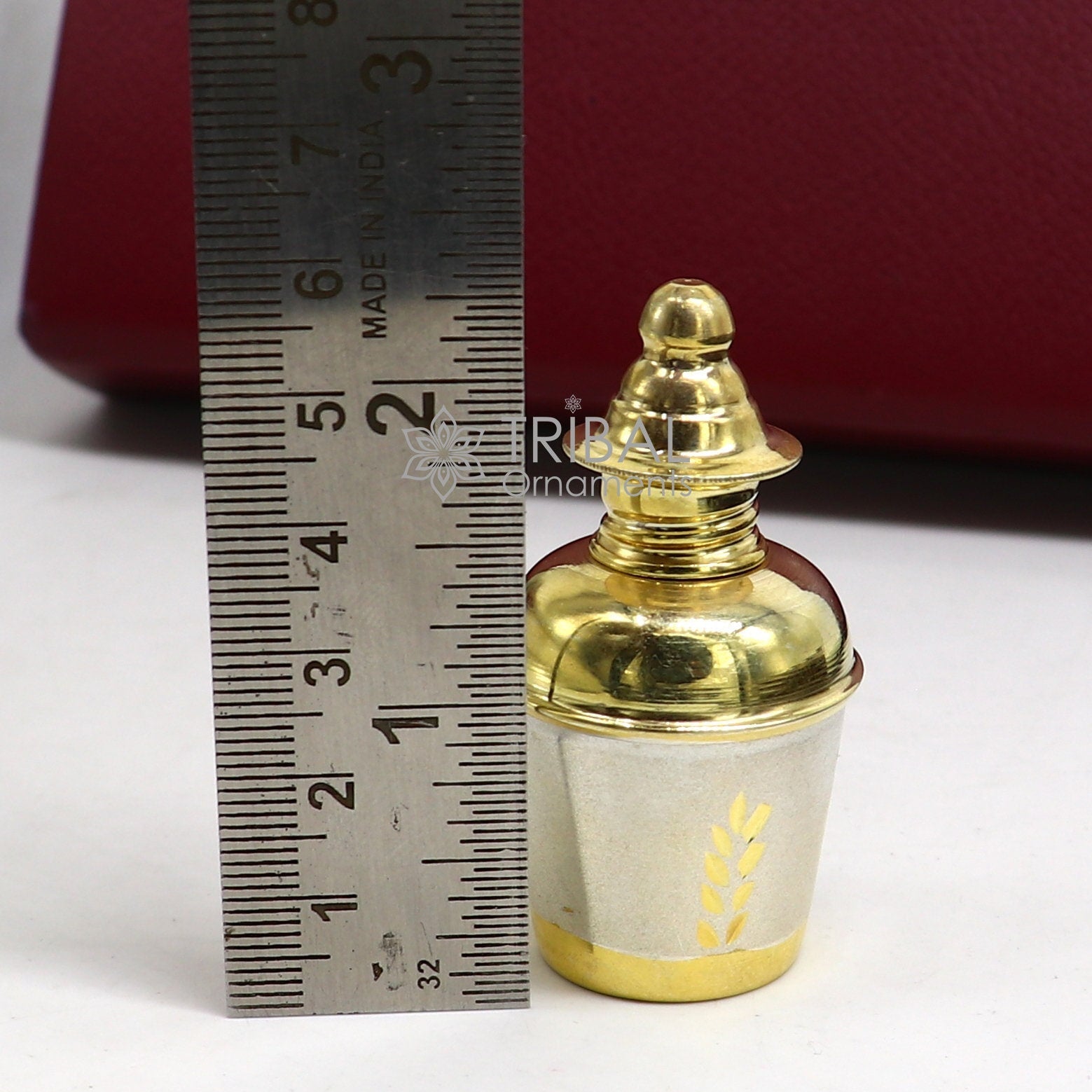 925 Sterling silver handmade gold tone trinket box, Silver container box, casket box, Sindoor box, enamel work customized gifting box stb767 - TRIBAL ORNAMENTS