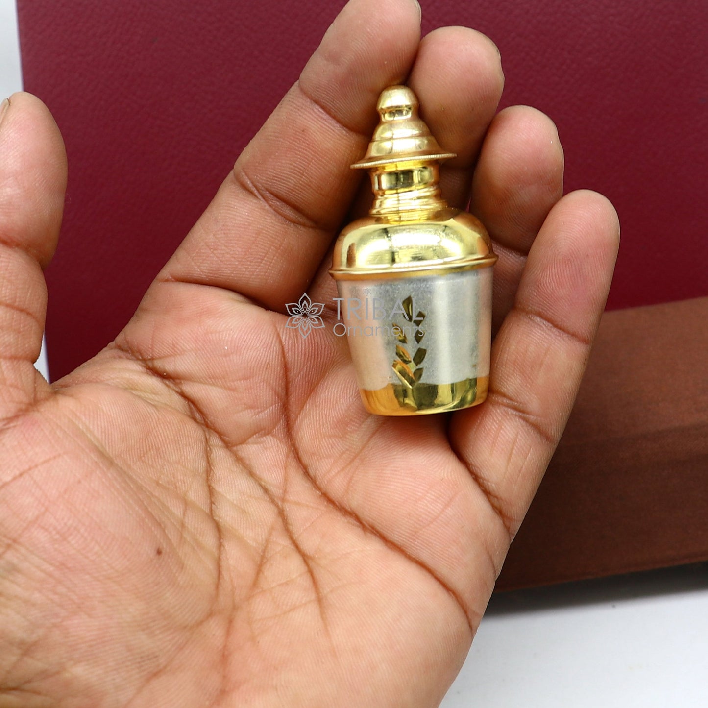 925 Sterling silver handmade gold tone trinket box, Silver container box, casket box, Sindoor box, enamel work customized gifting box stb767 - TRIBAL ORNAMENTS