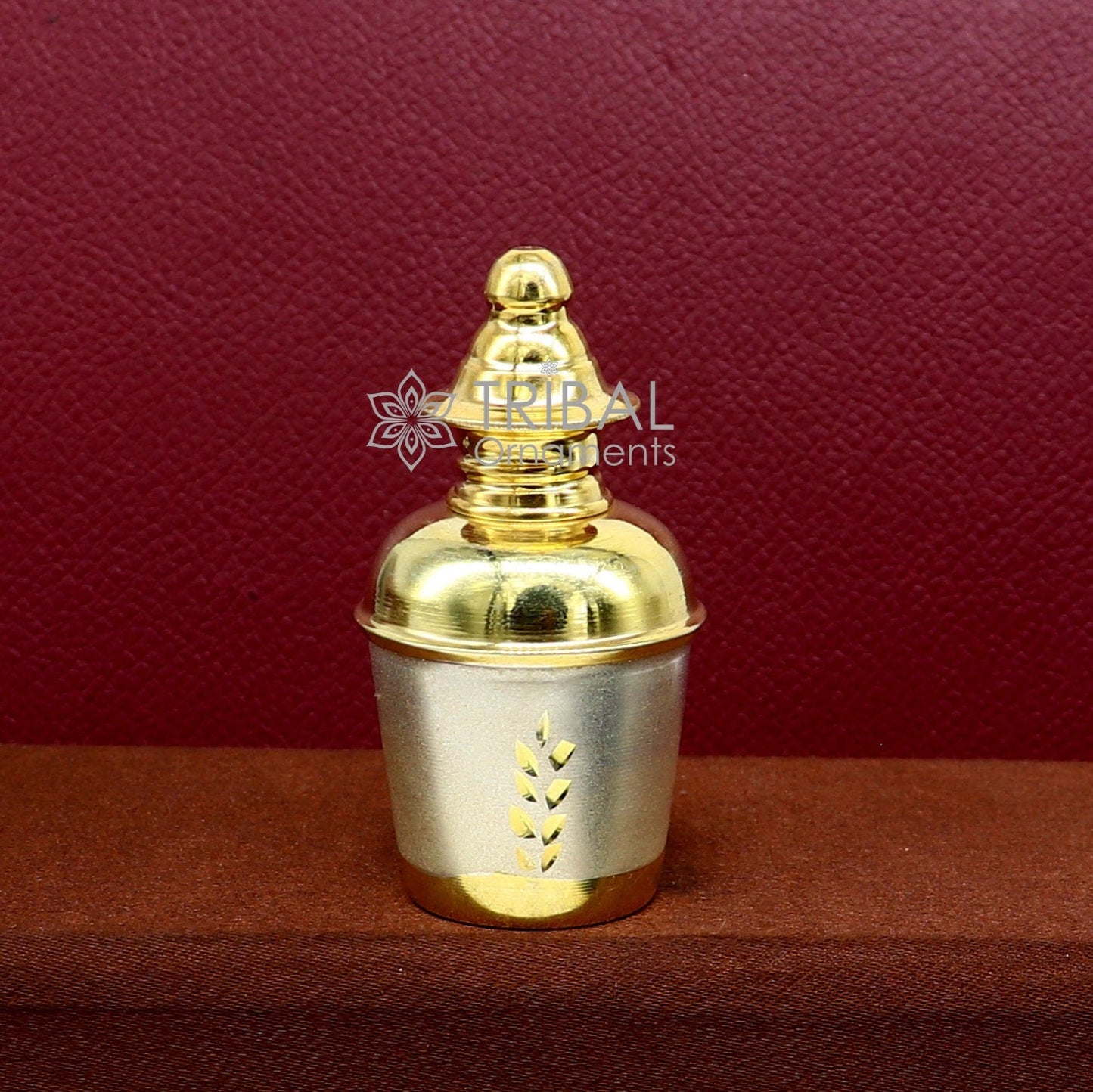 925 Sterling silver handmade gold tone trinket box, Silver container box, casket box, Sindoor box, enamel work customized gifting box stb767 - TRIBAL ORNAMENTS