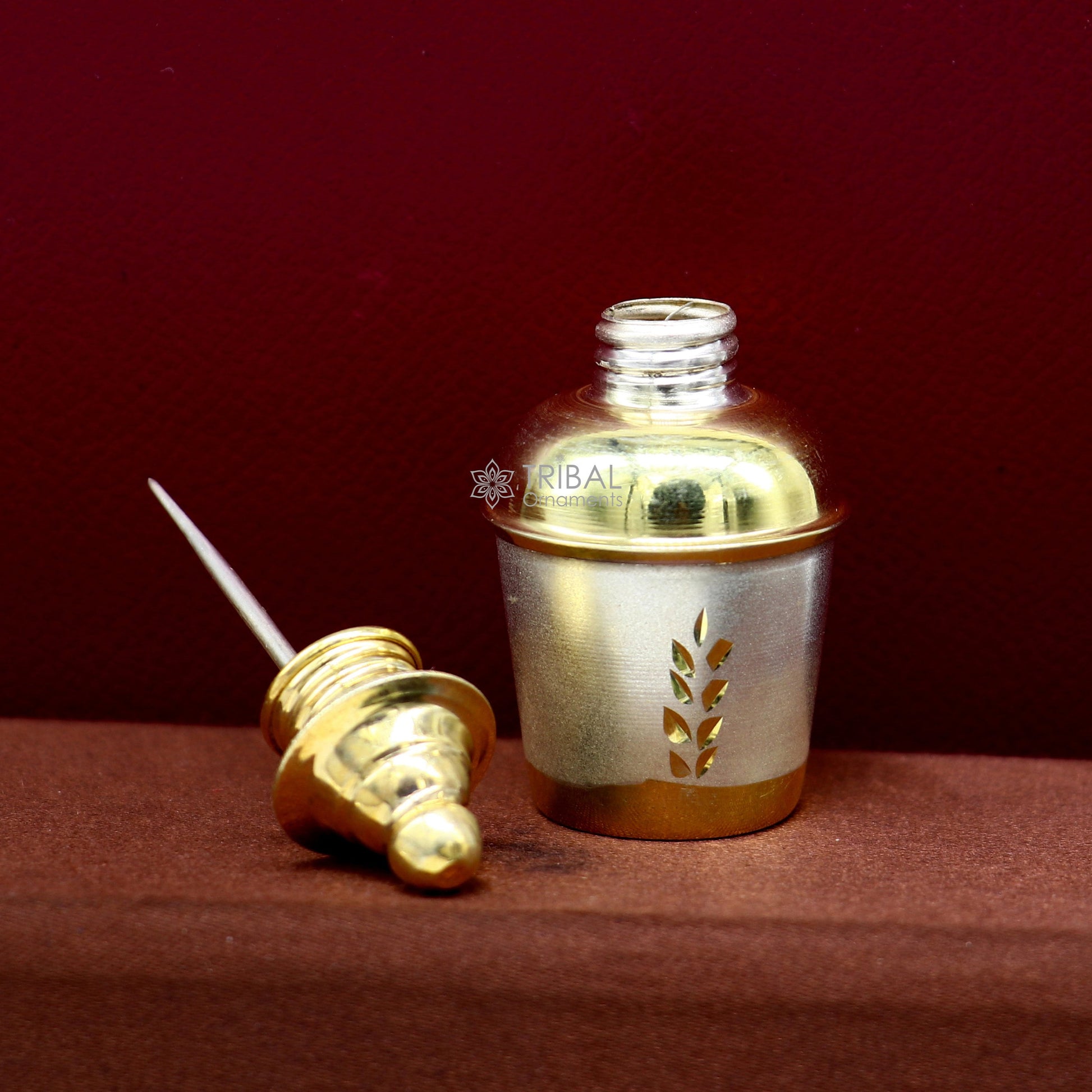 925 Sterling silver handmade gold tone trinket box, Silver container box, casket box, Sindoor box, enamel work customized gifting box stb767 - TRIBAL ORNAMENTS