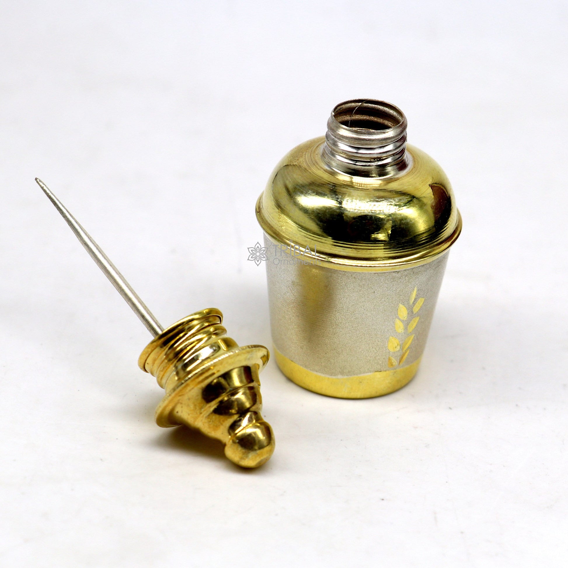 925 Sterling silver handmade gold tone trinket box, Silver container box, casket box, Sindoor box, enamel work customized gifting box stb767 - TRIBAL ORNAMENTS