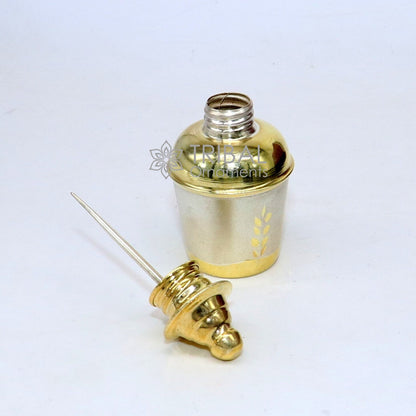 Sterling silver handmade gold tone trinket box with enamel work, decorative container for jewelry, Sindoor, or small keepsakes.