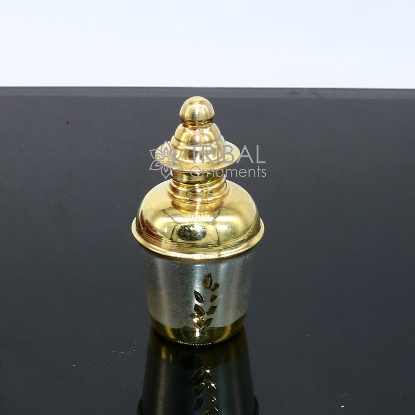 925 Sterling silver handmade gold tone trinket box, Silver container box, casket box, Sindoor box, enamel work customized gifting box stb767 - TRIBAL ORNAMENTS