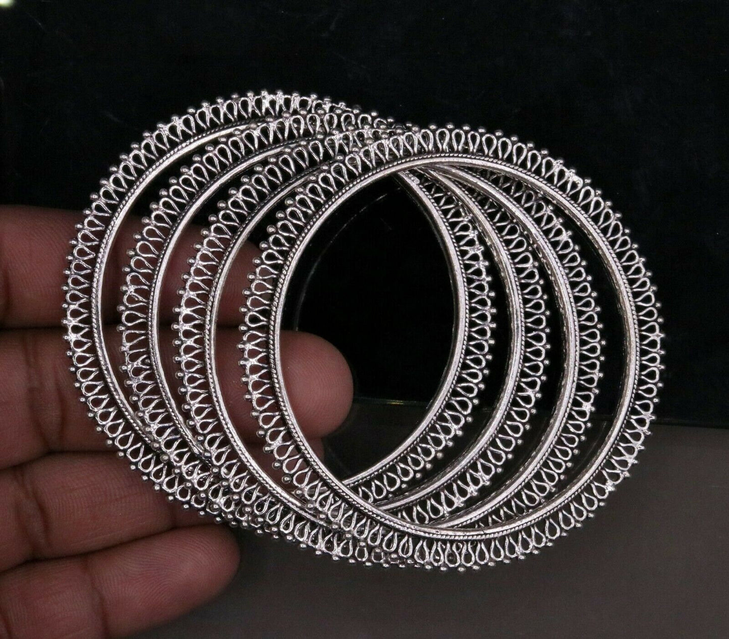 925 sterling silver handmade gorgeous bangle bracelet gorgeous  kada kangan set for women jewelry ba09 - TRIBAL ORNAMENTS