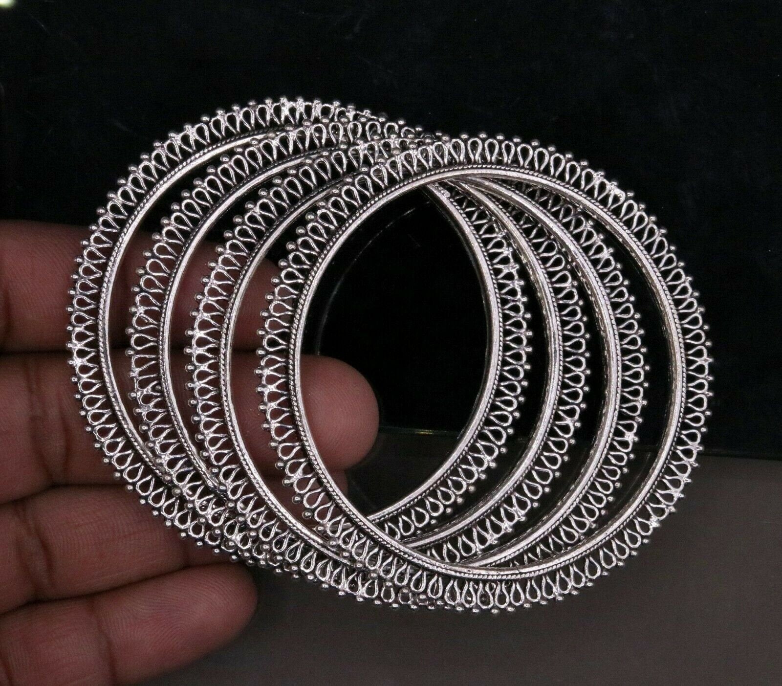 925 sterling silver handmade gorgeous bangle bracelet gorgeous  kada kangan set for women jewelry ba09 - TRIBAL ORNAMENTS