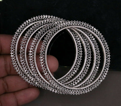 925 sterling silver handmade gorgeous bangle bracelet gorgeous  kada kangan set for women jewelry ba09 - TRIBAL ORNAMENTS