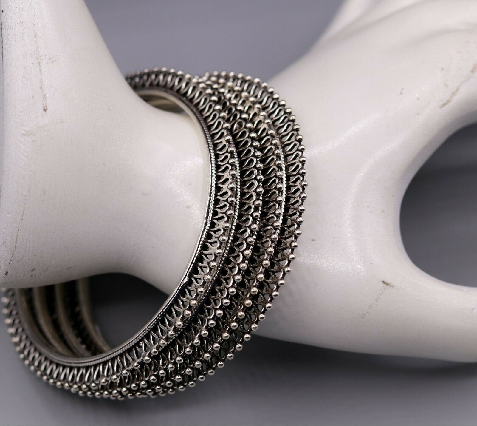 925 sterling silver handmade gorgeous bangle bracelet gorgeous  kada kangan set for women jewelry ba09 - TRIBAL ORNAMENTS