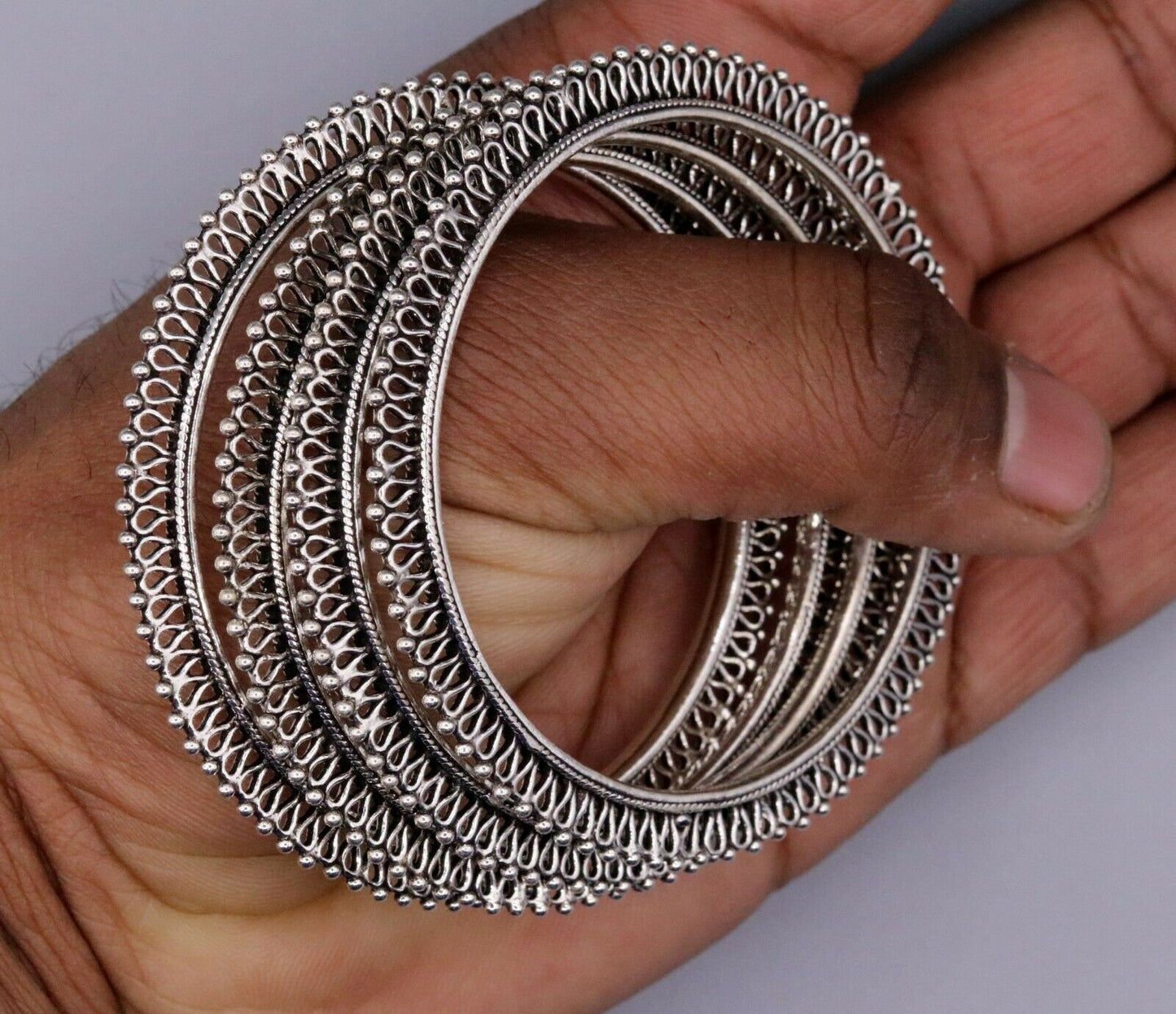 925 sterling silver handmade gorgeous bangle bracelet gorgeous  kada kangan set for women jewelry ba09 - TRIBAL ORNAMENTS