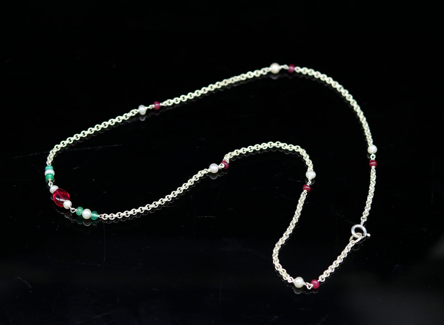 925 sterling silver handmade beaded necklace by TRIBAL ORNAMENTS, featuring custom style for bridesmaids, belly dance, or daily wear.