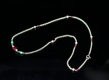925 sterling silver handmade beaded necklace by TRIBAL ORNAMENTS, featuring custom style for bridesmaids, belly dance, or daily wear.
