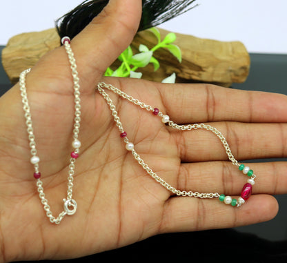 Sterling silver beaded necklace by TRIBAL ORNAMENTS, handcrafted for bridesmaid or daily wear, featuring intricate bead details.