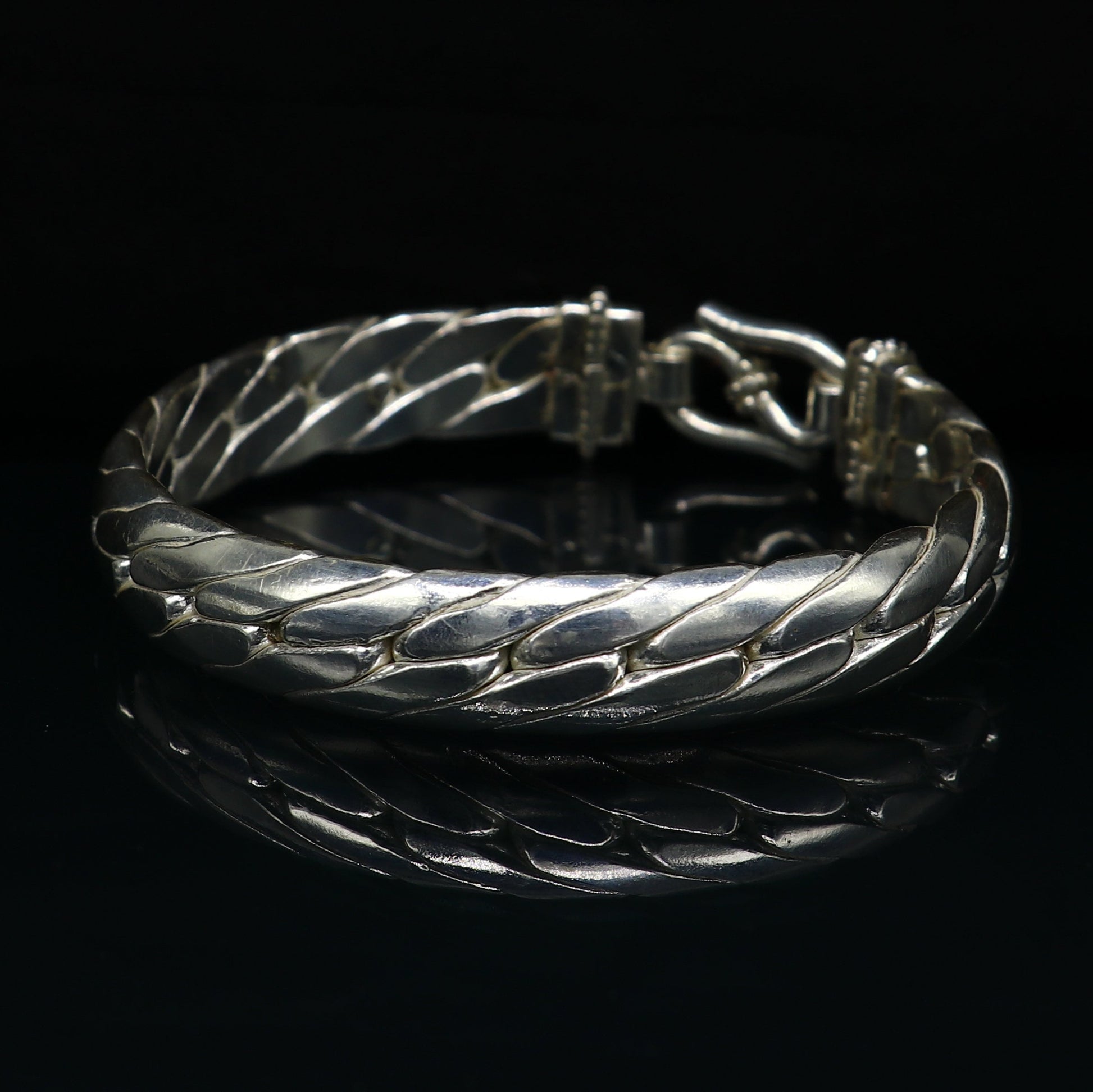 925 sterling silver handmade gorgeous bright shining bangle bracelet kada, fabulous unisex gifting jewelry personalized gift jewelry nsk263 - TRIBAL ORNAMENTS