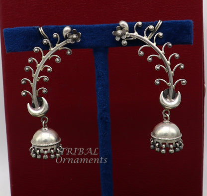 Handmade 925 sterling silver cartilage stud and ear clip featuring tribal design, perfect for belly dance and gifting jewelry.