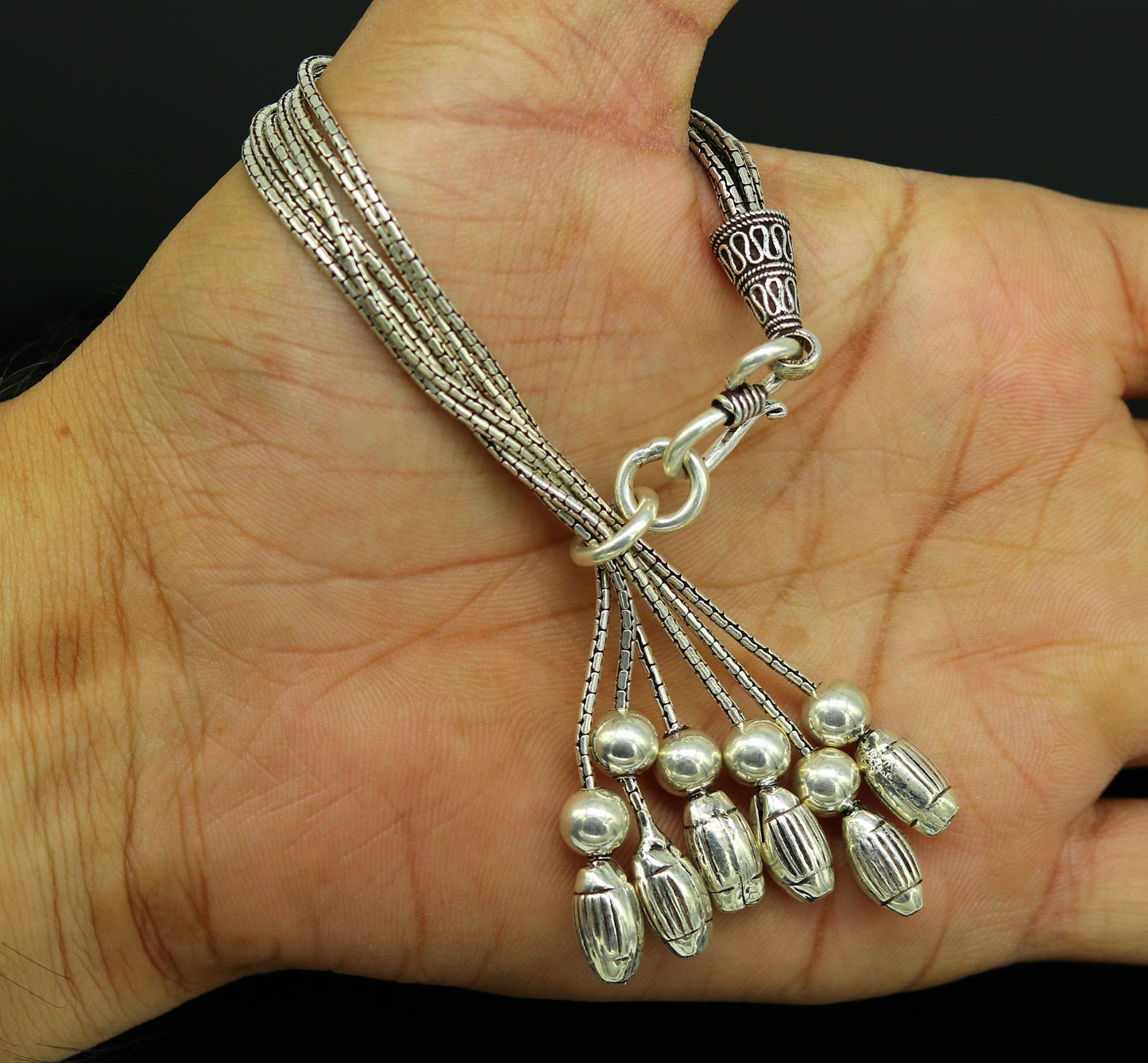 925 sterling silver handmade gorgeous charm bracelet, excellent customized adjustable jewelry bridesmaid gift jewelry nsbr12 - TRIBAL ORNAMENTS