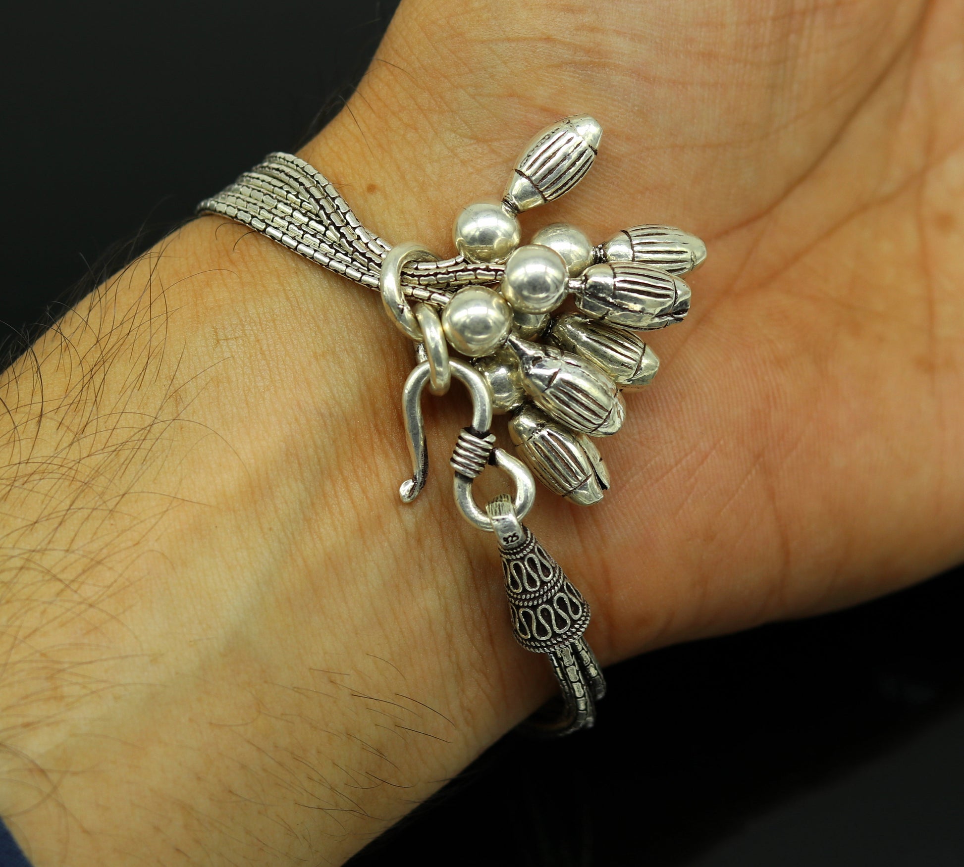 925 sterling silver handmade gorgeous charm bracelet, excellent customized adjustable jewelry bridesmaid gift jewelry nsbr12 - TRIBAL ORNAMENTS