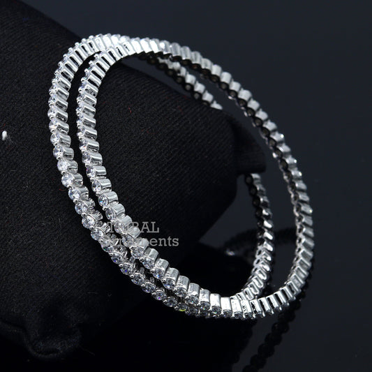 925 sterling silver handmade gorgeous Cubic zircon bangle bracelet, best gifting jewelry girls women's bangles ba151 - TRIBAL ORNAMENTS