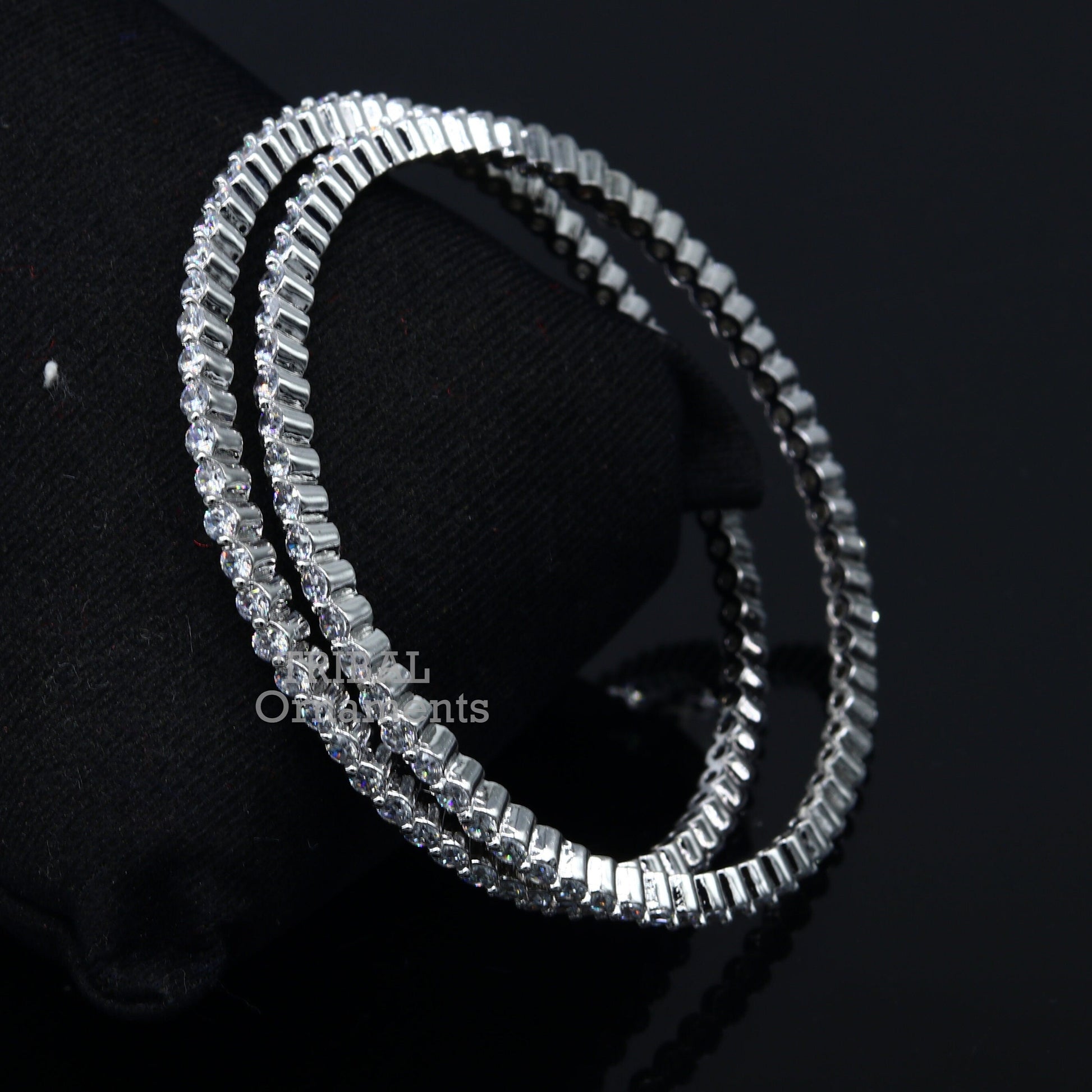 925 sterling silver handmade gorgeous Cubic zircon bangle bracelet, best gifting jewelry girls women's bangles ba151 - TRIBAL ORNAMENTS