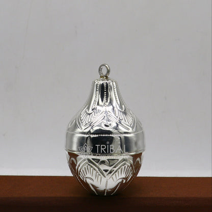 925 sterling silver handmade gorgeous cultural silver coconut for puja or worshipping, Silver nariyal for diwali puja su1113 - TRIBAL ORNAMENTS