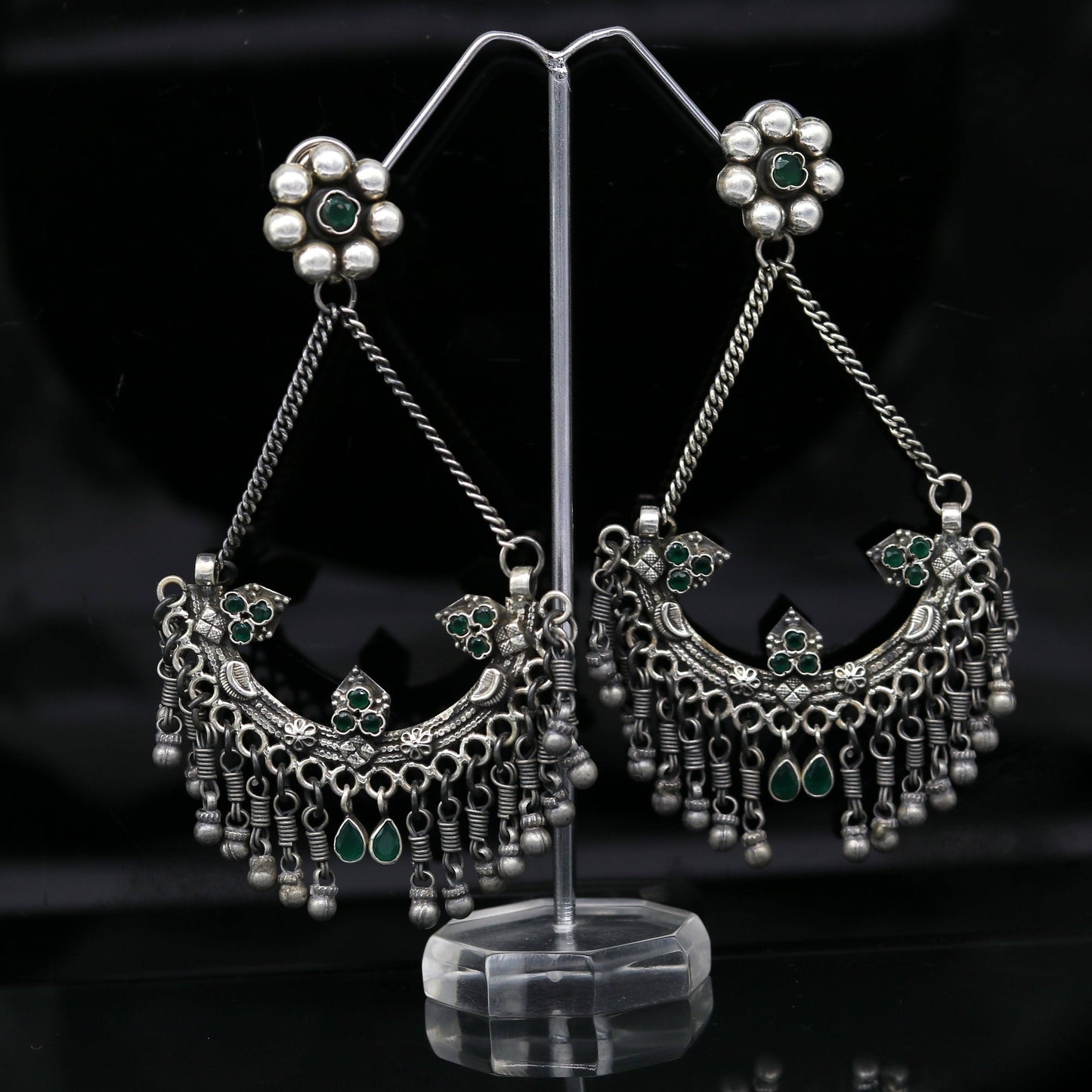 925 sterling silver handmade gorgeous customized heavy look drop dangle stud earring, charm jewelry, wedding bridesmaid jewelry s880 - TRIBAL ORNAMENTS