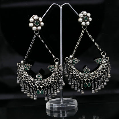 925 sterling silver handmade gorgeous customized heavy look drop dangle stud earring, charm jewelry, wedding bridesmaid jewelry s880 - TRIBAL ORNAMENTS
