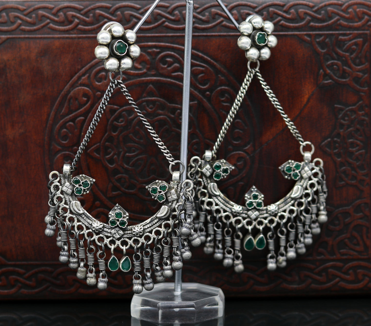 925 sterling silver handmade gorgeous customized heavy look drop dangle stud earring, charm jewelry, wedding bridesmaid jewelry s880 - TRIBAL ORNAMENTS