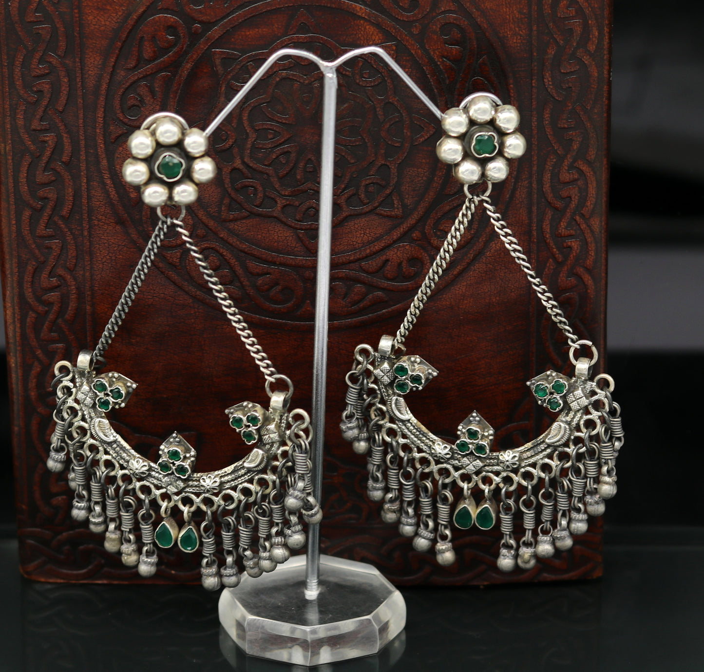 925 sterling silver handmade gorgeous customized heavy look drop dangle stud earring, charm jewelry, wedding bridesmaid jewelry s880 - TRIBAL ORNAMENTS