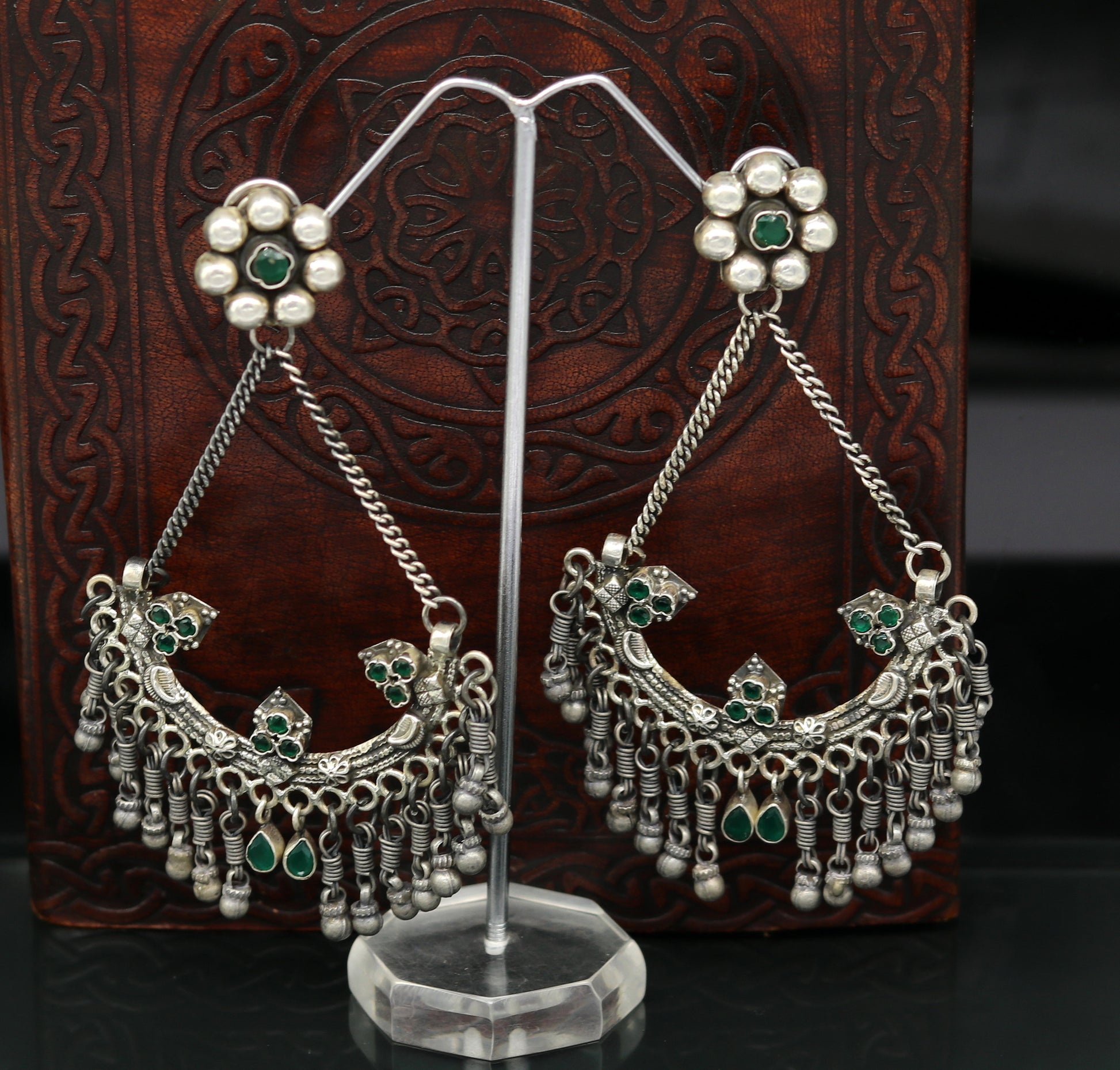 925 sterling silver handmade gorgeous customized heavy look drop dangle stud earring, charm jewelry, wedding bridesmaid jewelry s880 - TRIBAL ORNAMENTS