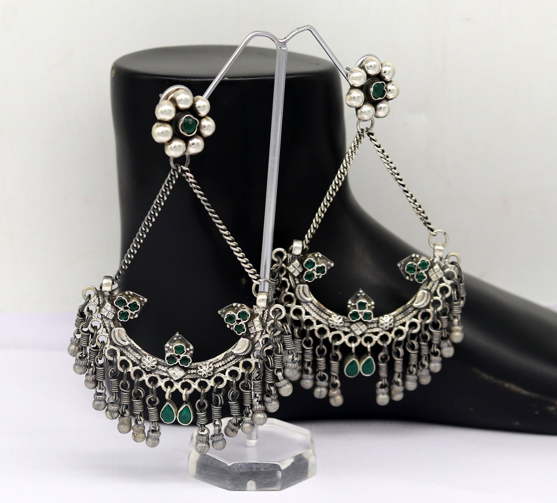 925 sterling silver handmade gorgeous customized heavy look drop dangle stud earring, charm jewelry, wedding bridesmaid jewelry s880 - TRIBAL ORNAMENTS